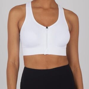 Yogalicious Katie Zip Padded Sports Bra White Size Medium NWOT